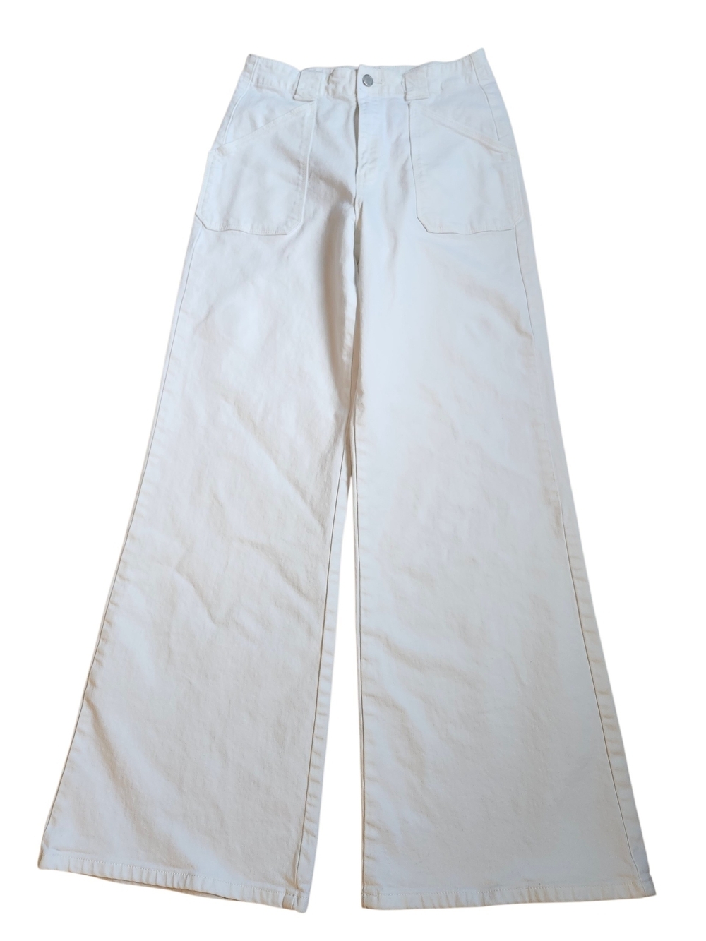 JBD Just Black Denim White Wide Leg Jeans High Rise Patch Pocket Long 32" Inseam - Picture 3 of 13